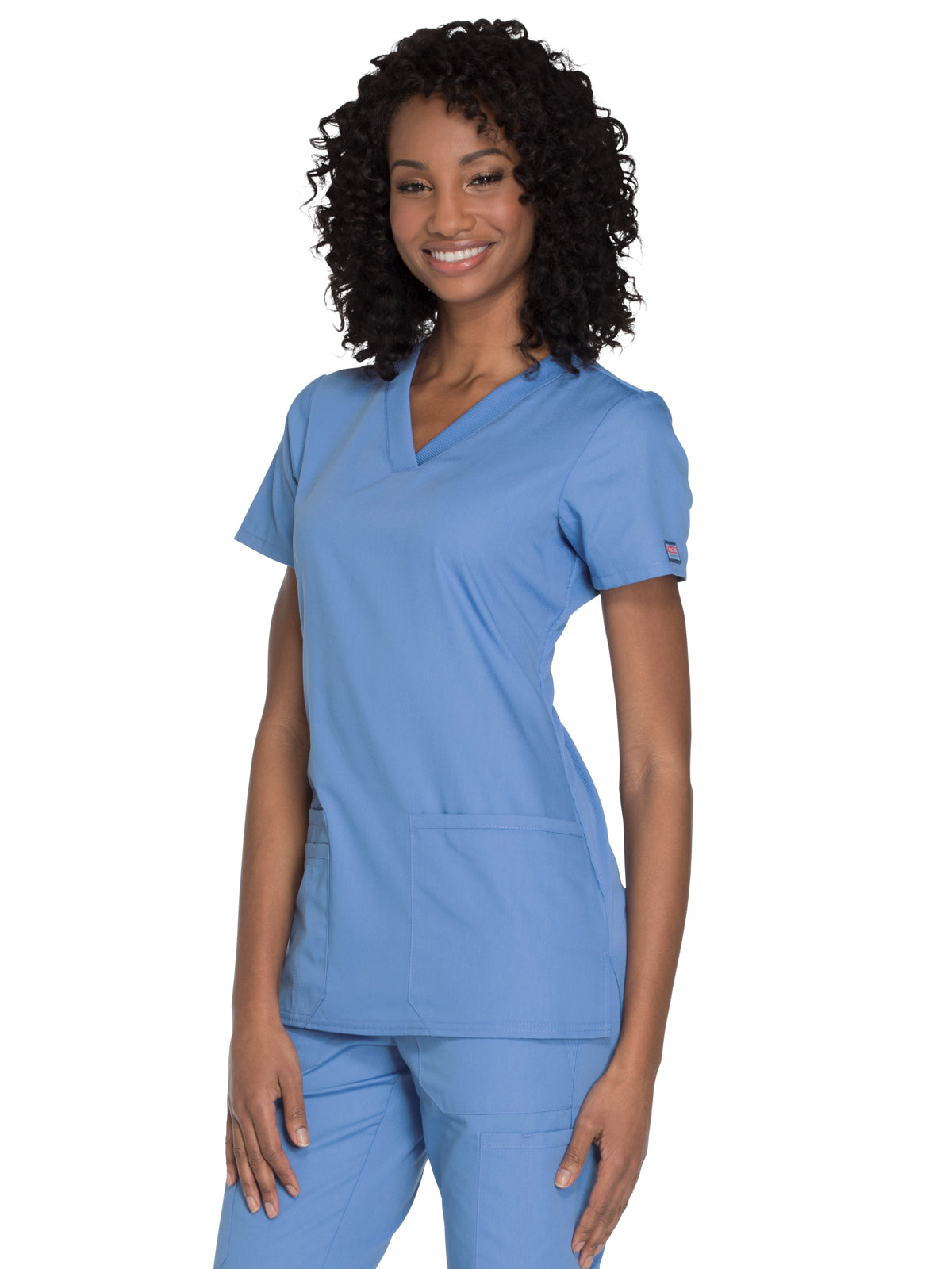 Women's 2-Pocket V-Neck Top - WW645 - Ciel