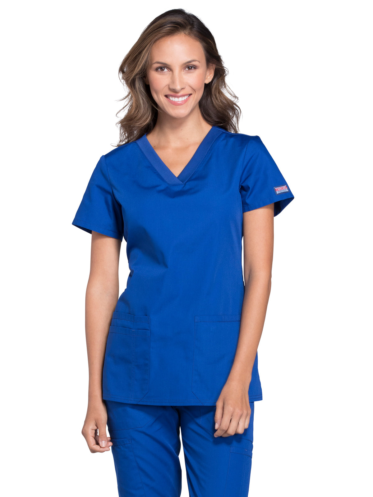 Women's 2-Pocket V-Neck Top - WW645 - Galaxy Blue