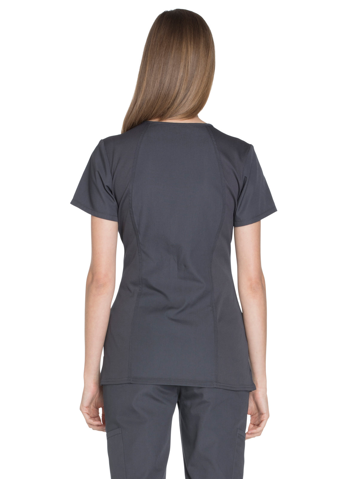 Women's 2-Pocket V-Neck Top - WW645 - Pewter