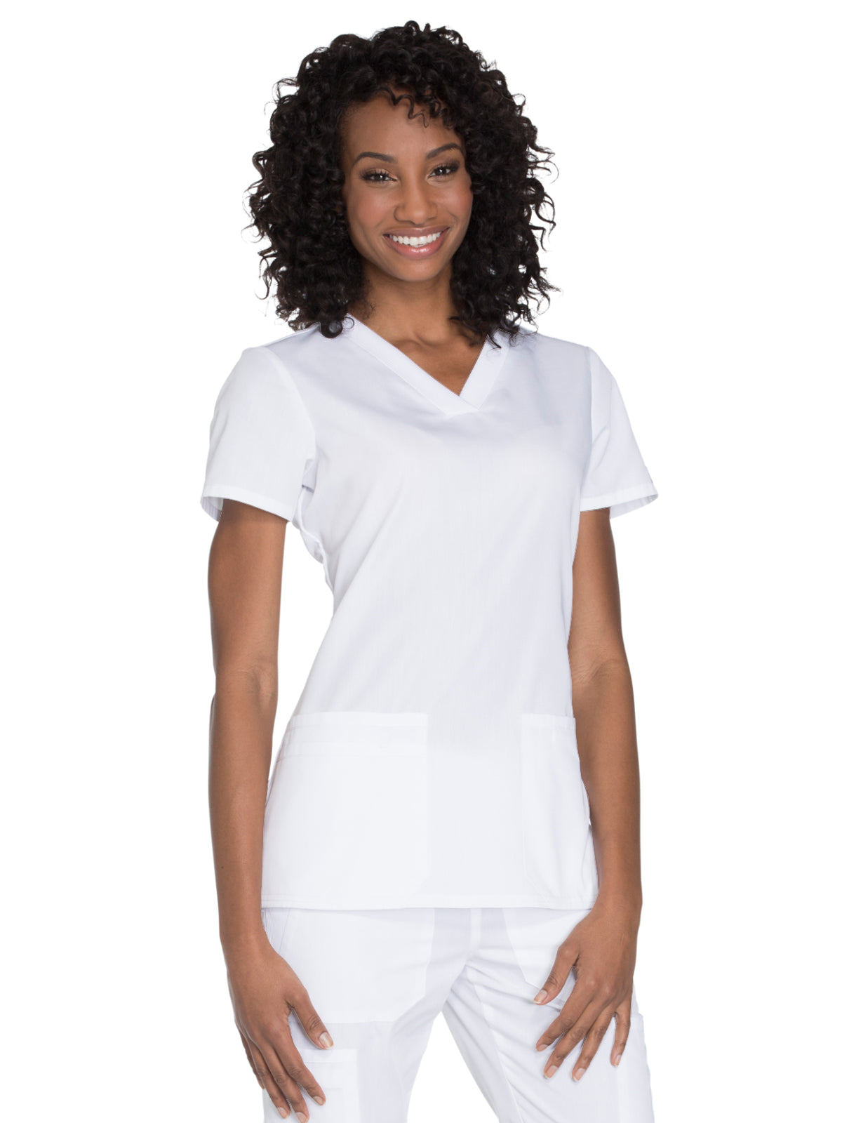 Women's 2-Pocket V-Neck Top - WW645 - White