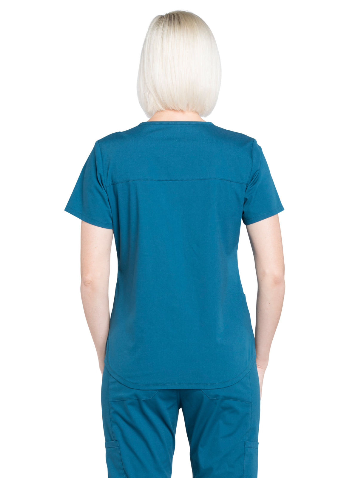 Women's 3-Pocket V-Neck Top - WW665 - Caribbean Blue