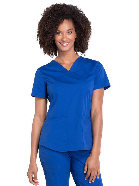 Women's 3-Pocket V-Neck Top - WW665 - Galaxy Blue