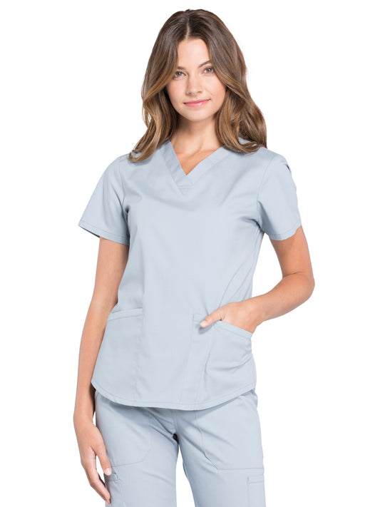 Women's 3-Pocket V-Neck Top - WW665 - Grey
