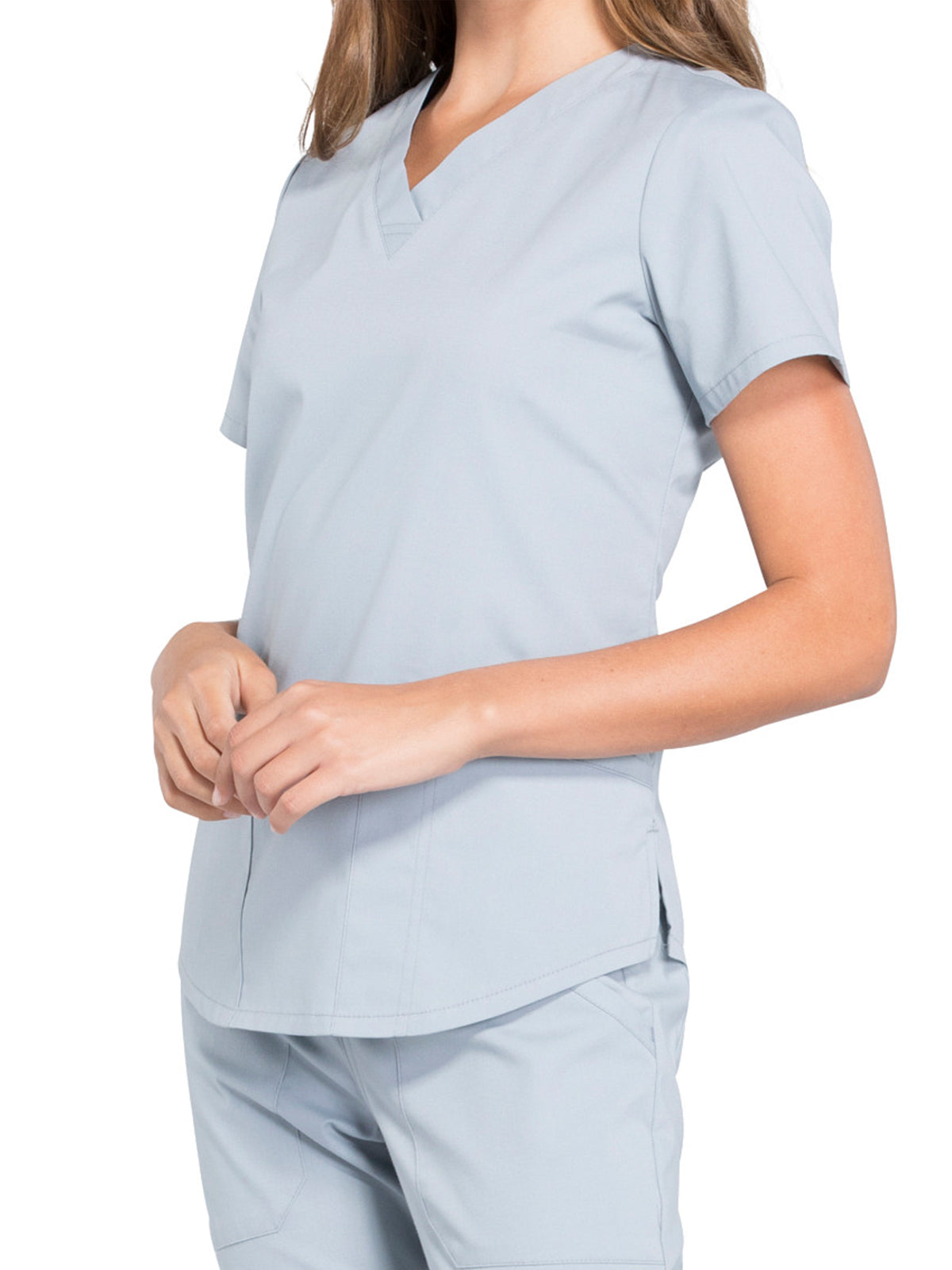 Women's 3-Pocket V-Neck Top - WW665 - Grey