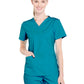 Women's 3-Pocket V-Neck Top - WW665 - Teal Blue