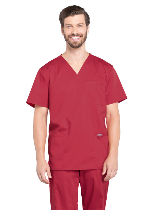 Men's 3-Pocket V-Neck Top - WW670 - Red
