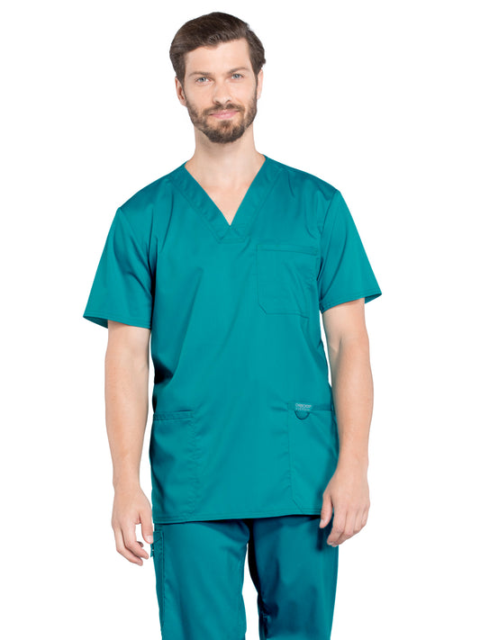 Men's 3-Pocket V-Neck Top - WW670 - Teal Blue