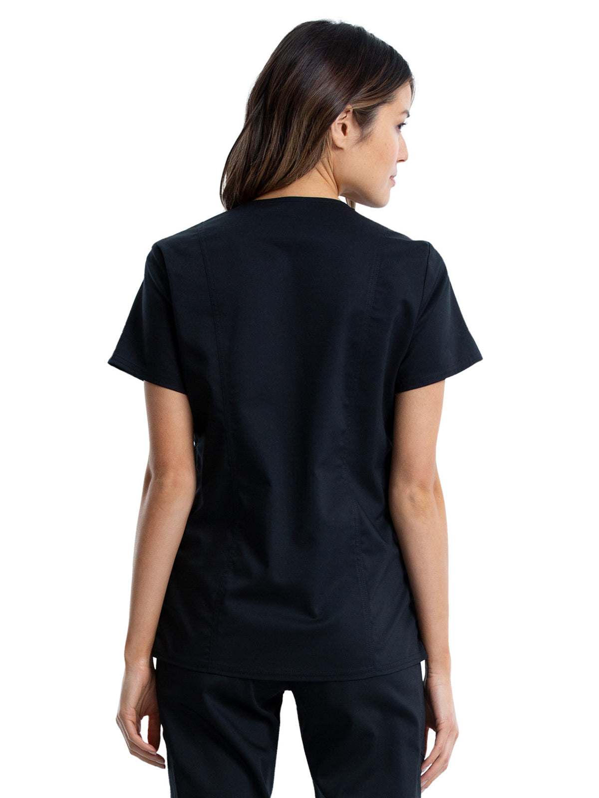 Women's 2-Pocket Maternity Mock Wrap Top - WW688 - Black