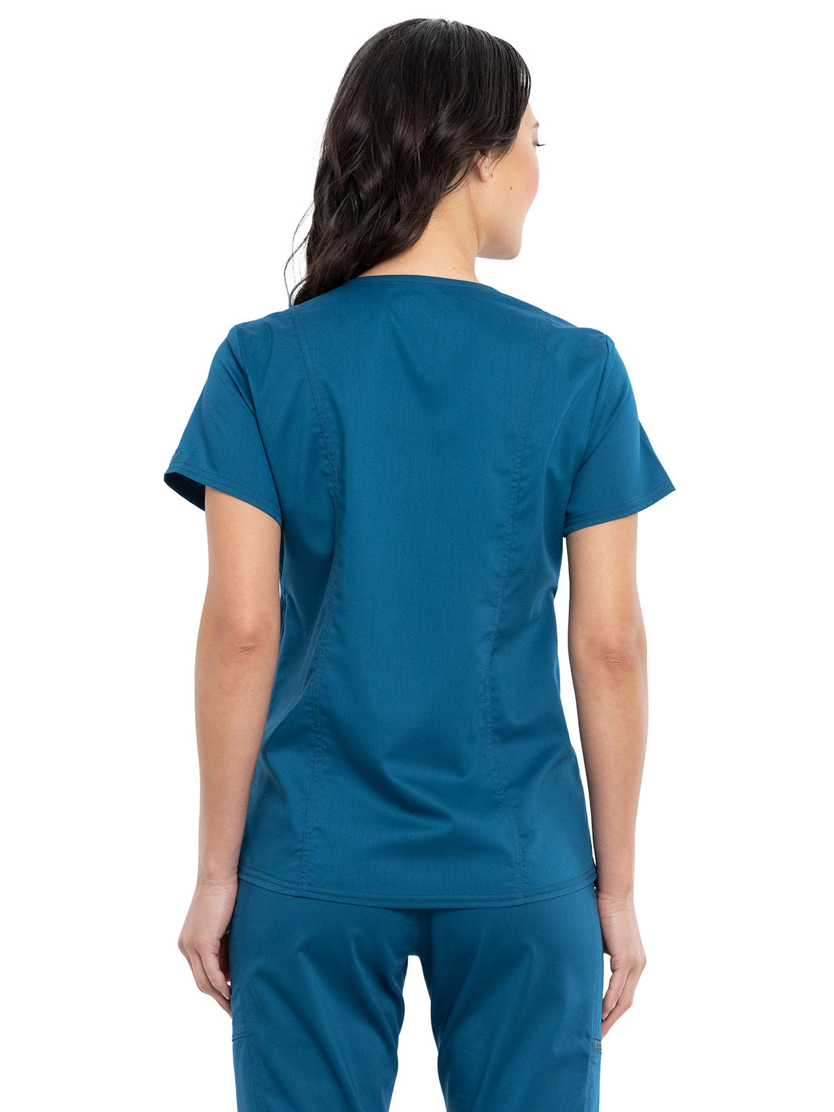 Women's 2-Pocket Maternity Mock Wrap Top - WW688 - Caribbean Blue