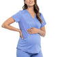 Women's 2-Pocket Maternity Mock Wrap Top - WW688 - Ciel