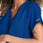 Women's 2-Pocket Maternity Mock Wrap Top - WW688 - Galaxy Blue