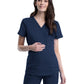 Women's 2-Pocket Maternity Mock Wrap Top - WW688 - Navy