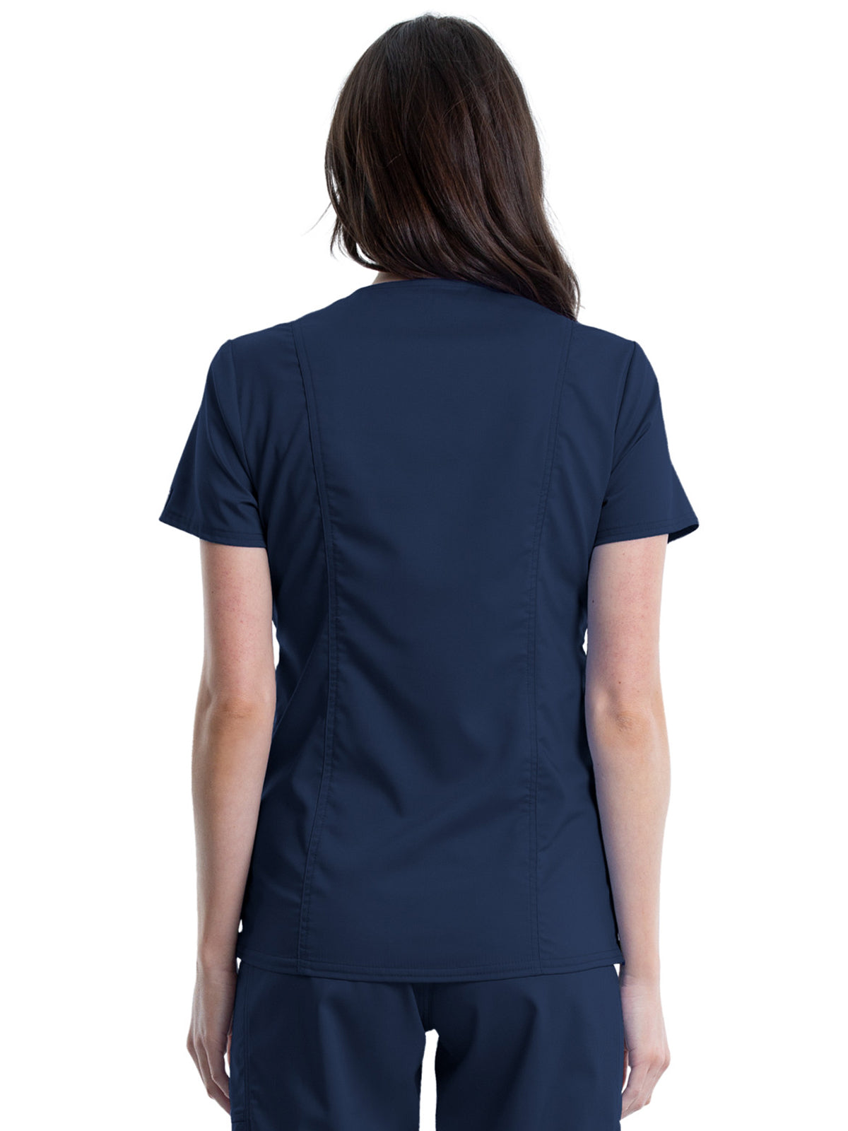 Women's 2-Pocket Maternity Mock Wrap Top - WW688 - Navy