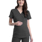 Women's 2-Pocket Maternity Mock Wrap Top - WW688 - Pewter