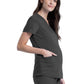 Women's 2-Pocket Maternity Mock Wrap Top - WW688 - Pewter