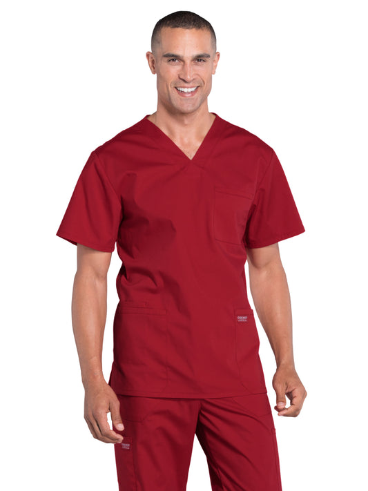 Men's 4-Pocket V-Neck Top - WW695 - Red
