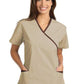 Women's Crossover Tunic Top - 7007 - Tan w/ Chocolate