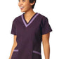 Women's Double V-Neck Tunic - 7576 - Eggplant w/ Plum