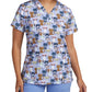 Women's 3-Pocket V-Neck Printed Top - 618 - Curious Cats