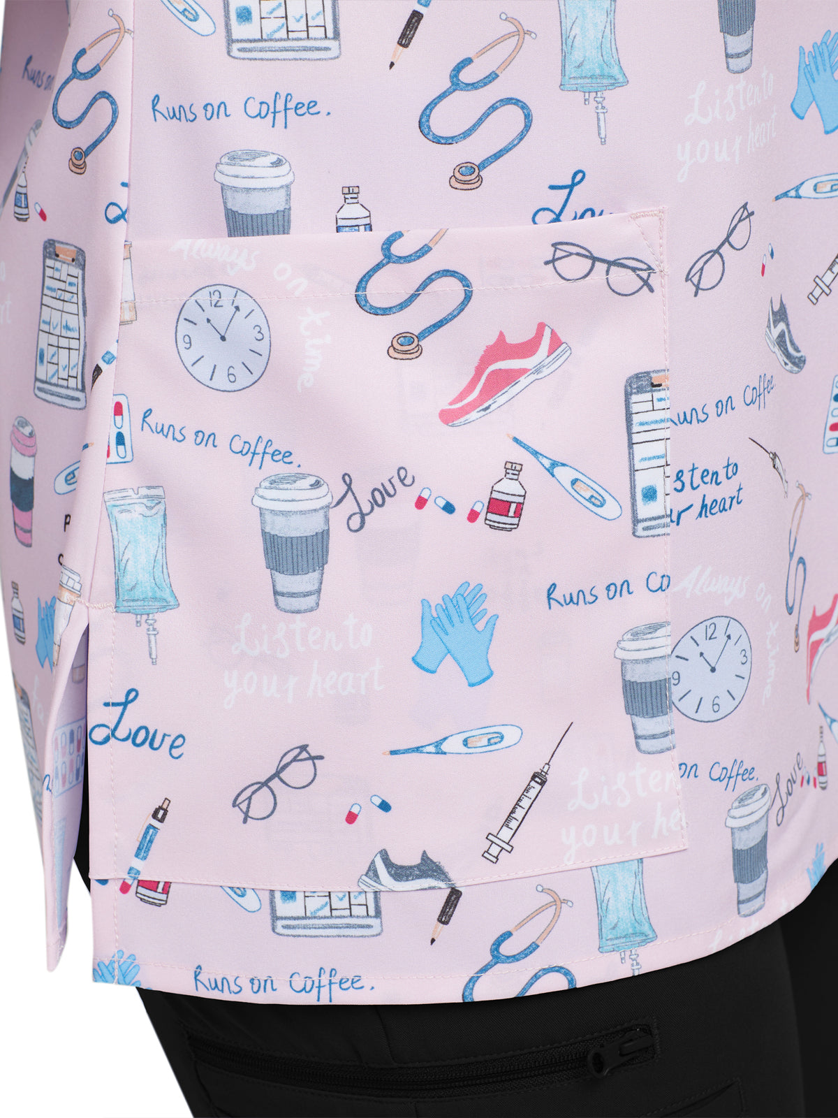Women's 3-Pocket V-Neck Printed Top - 618 - On the Go