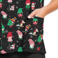 Women's 3-Pocket V-Neck Printed Top - 618 - Santa's Helpers