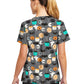 Women's 3-Pocket V-Neck Printed Top - 618 - Spooky Lollipops