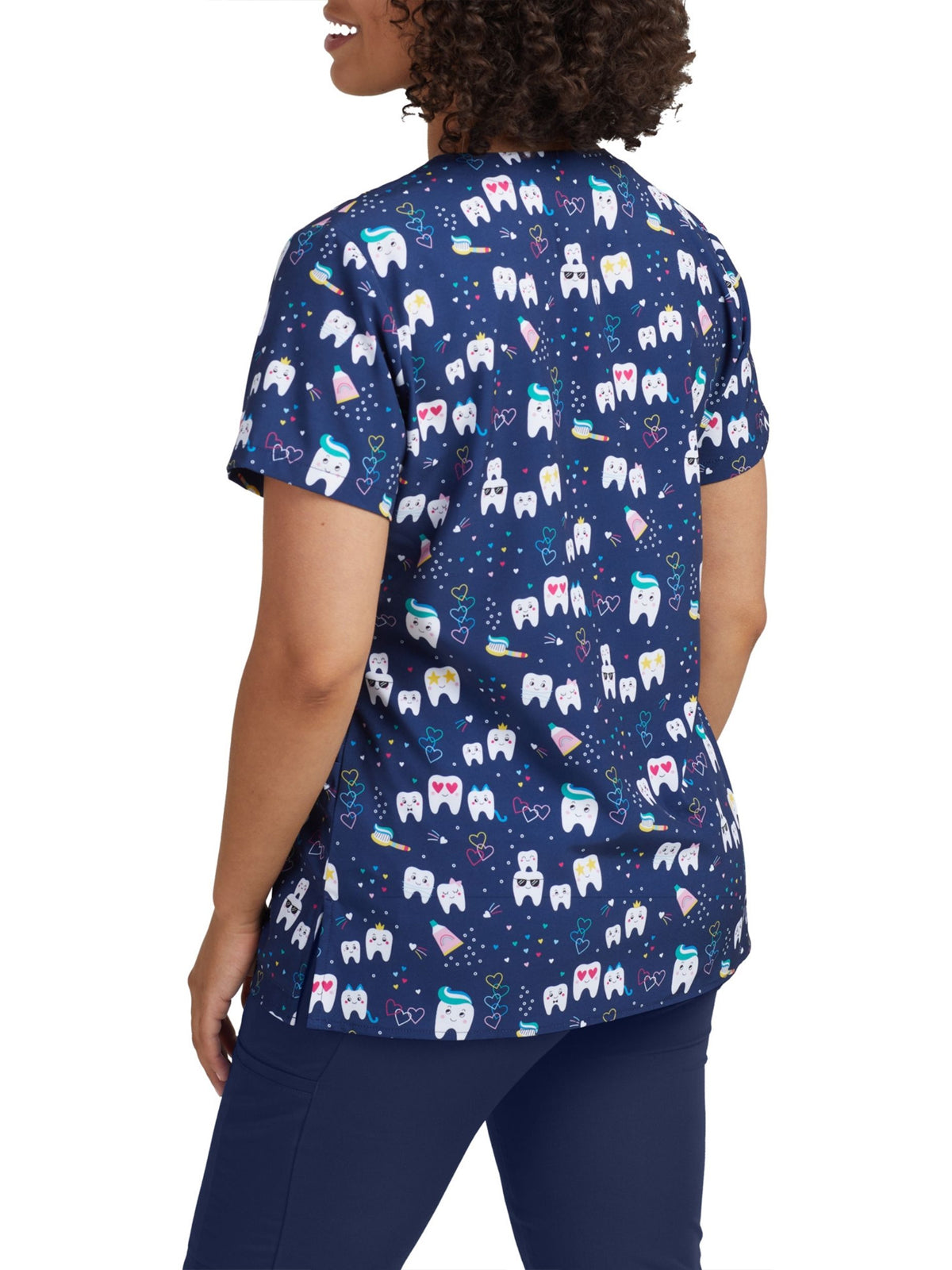 Women's 3-Pocket V-Neck Printed Top - 618 - Too Cool Dental