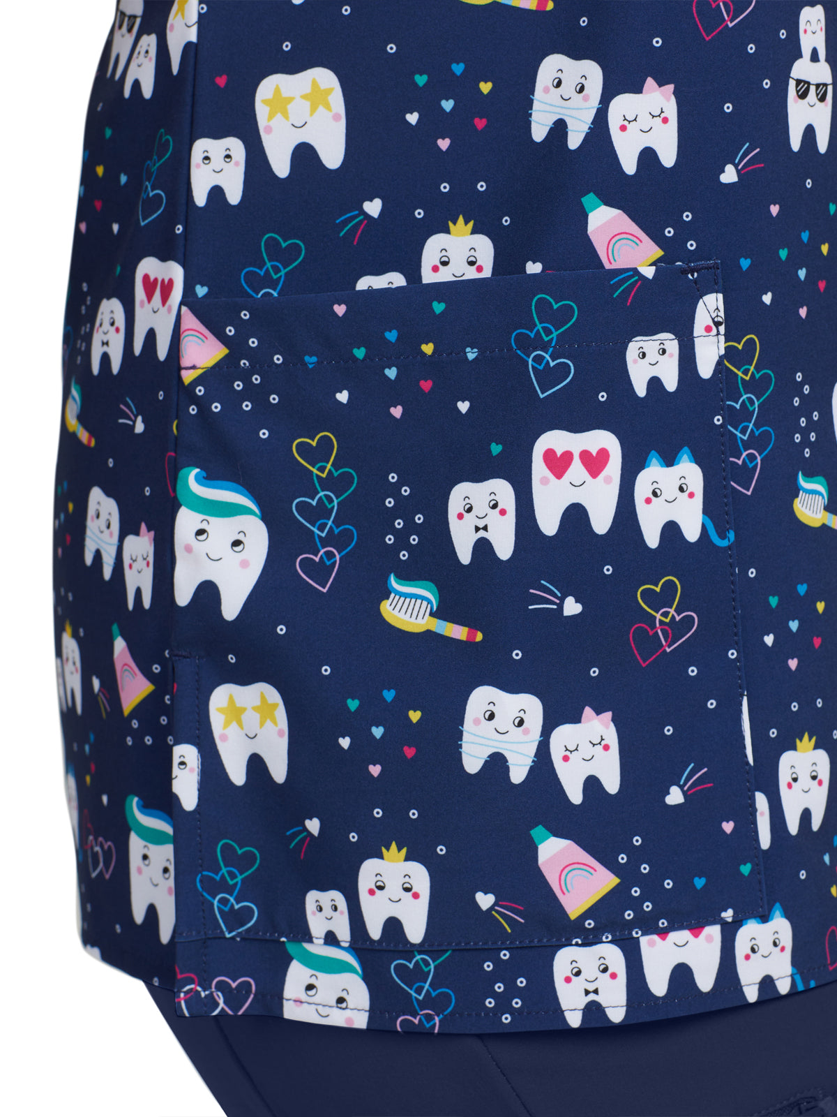 Women's 3-Pocket V-Neck Printed Top - 618 - Too Cool Dental