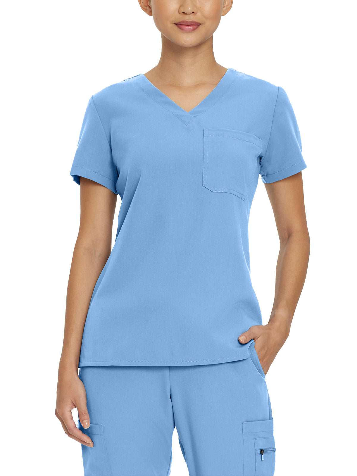 Women's 1-Pocket Tuckable V-Neck Top - 794 - Ceil Blue
