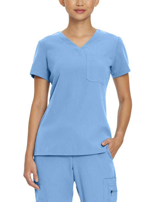 Women's 1-Pocket Tuckable V-Neck Top - 794 - Ceil Blue