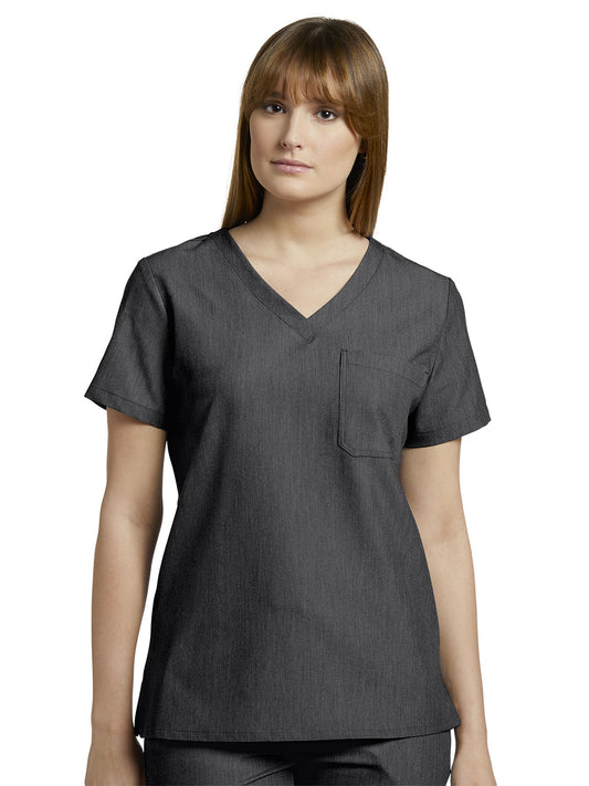 Women's 1-Pocket Tuckable V-Neck Top - 794 - Dark Pewter
