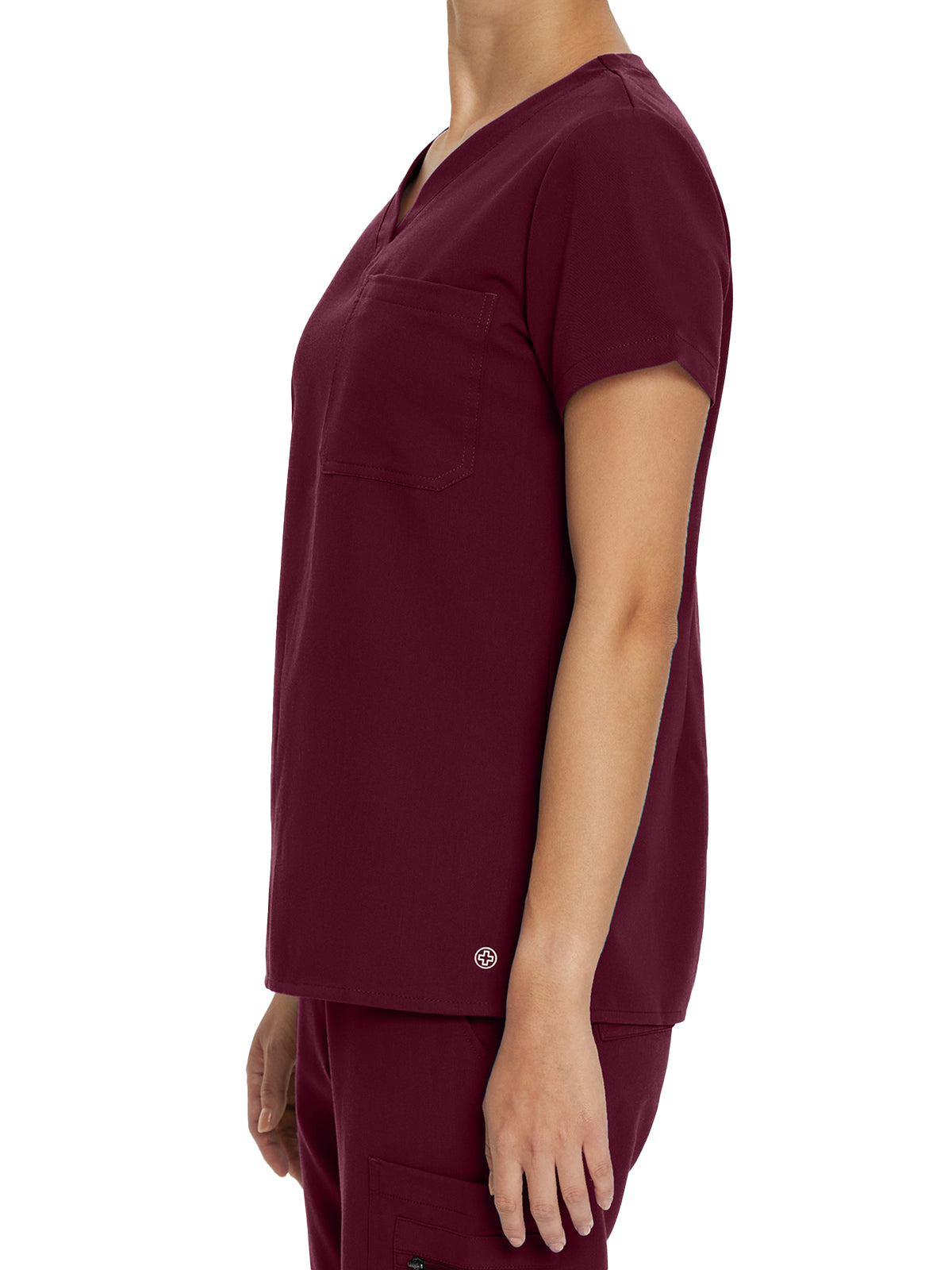 Women's 1-Pocket Tuckable V-Neck Top - 794 - Wine (Burgundy)
