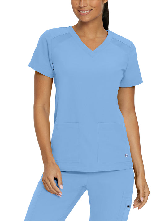 Women's 4-Pocket V-Neck Top - 950 - Ceil Blue