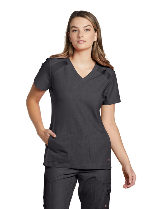 Women's 4-Pocket V-Neck Top - 950 - Dark Pewter
