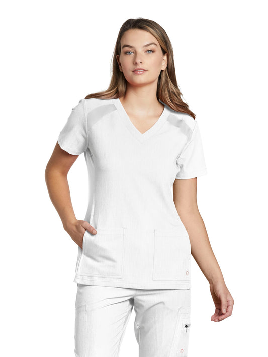 Women's 4-Pocket V-Neck Top - 950 - White