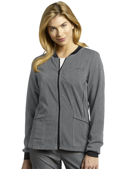 Women's 3-Pocket Crew Neck Warm-Up Jacket - 953 - Taylor Grey