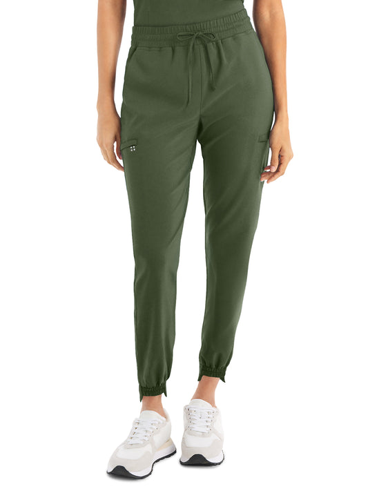 Women's 6-Pocket Hi-Low Leg Cuffs Jogger Pant - WB415 - Olive