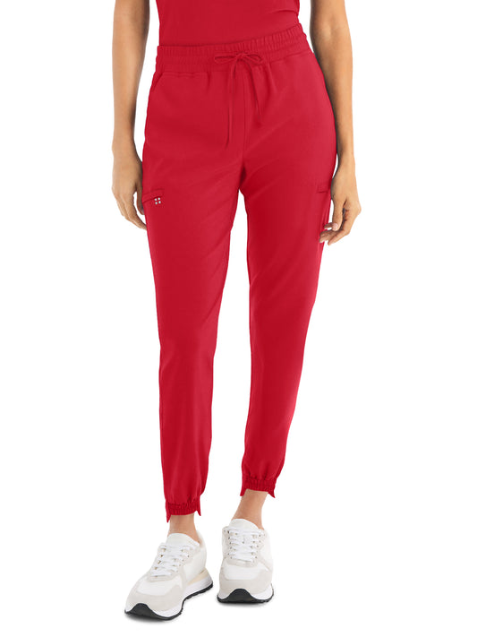 Women's 6-Pocket Hi-Low Leg Cuffs Jogger Pant - WB415 - Racing Red