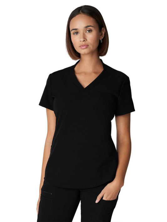 Women's 2-Pocket Wrinkle Resistant V-Neck Top - WT110 - Black