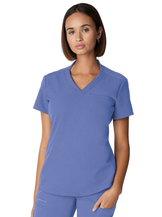 Women's 2-Pocket Wrinkle Resistant V-Neck Top - WT110 - Ceil Blue