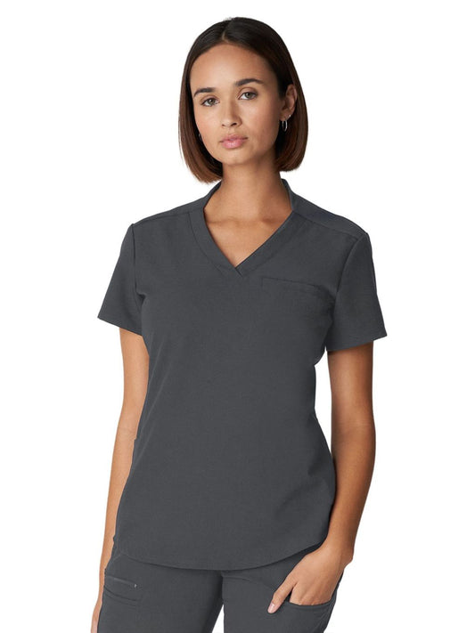 Women's 2-Pocket Wrinkle Resistant V-Neck Top - WT110 - Dark Pewter