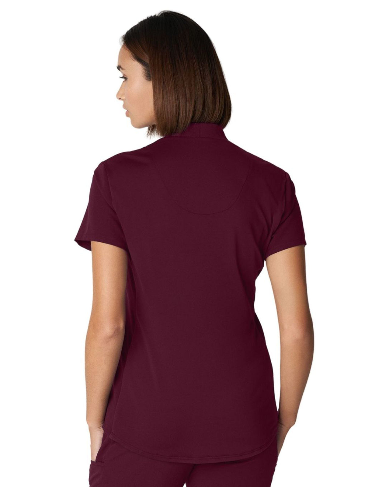 Women's 2-Pocket Wrinkle Resistant V-Neck Top - WT110 - Wine (Burgundy)