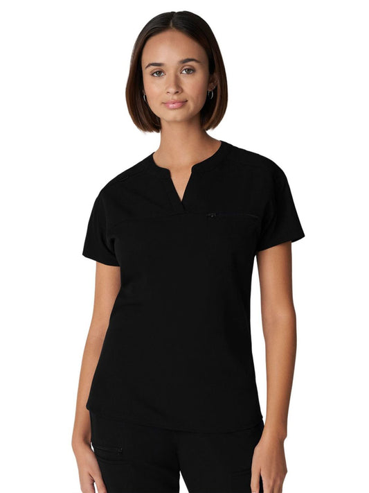 Women's 1-Pocket Tuckable V-Neck Top - WT114 - Black
