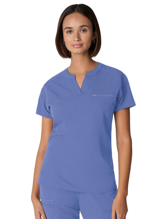 Women's 1-Pocket Tuckable V-Neck Top - WT114 - Ceil Blue