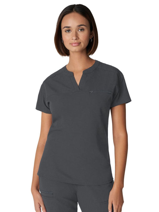 Women's 1-Pocket Tuckable V-Neck Top - WT114 - Dark Pewter
