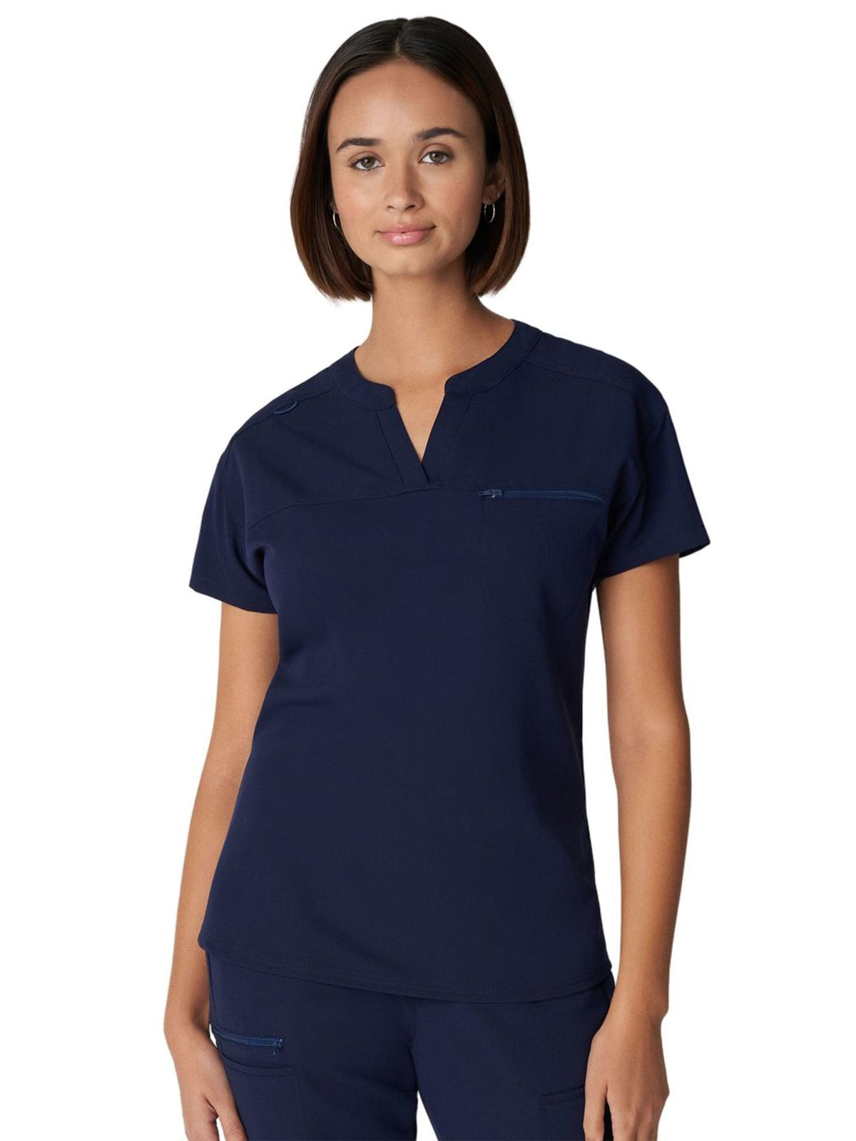 Women's 1-Pocket Tuckable V-Neck Top - WT114 - Navy