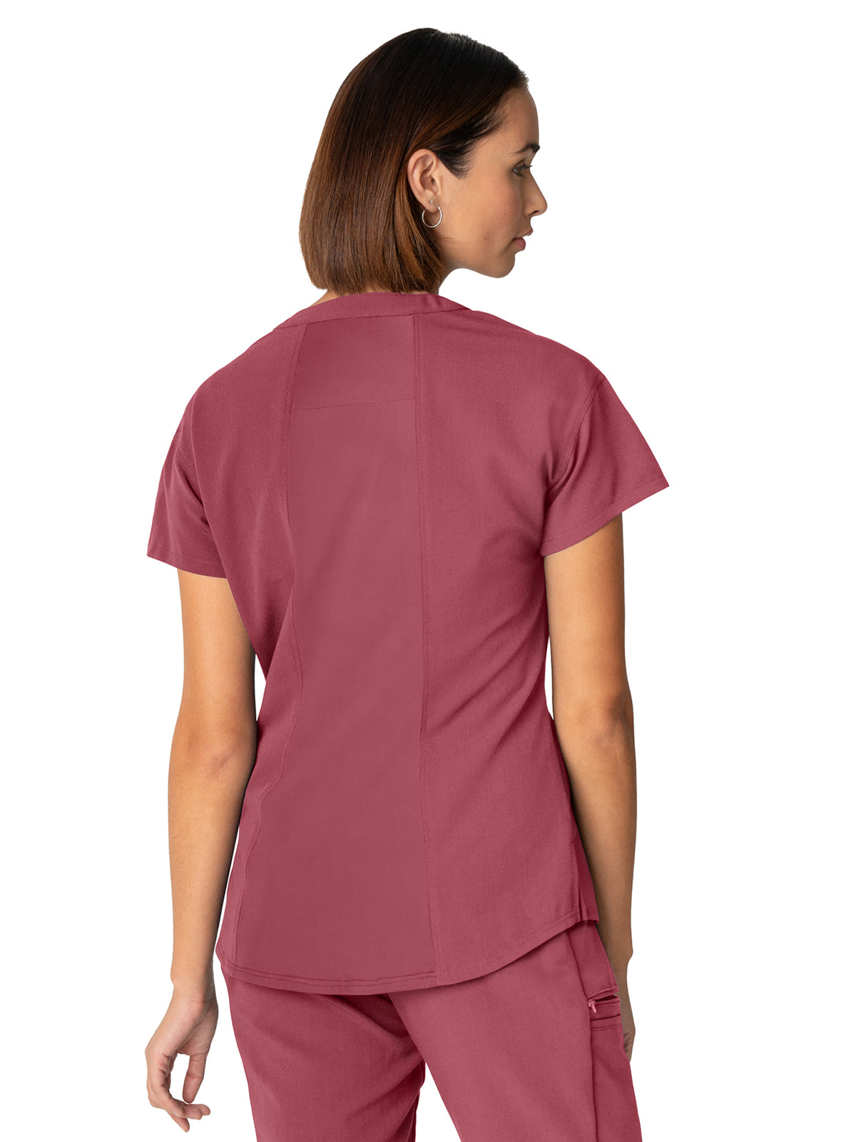 Women's 1-Pocket Tuckable V-Neck Top - WT114 - Slate Rose