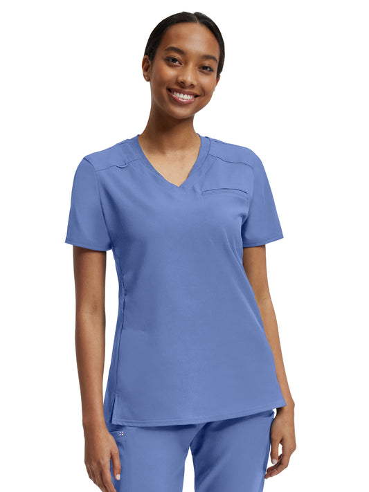 Women's Knit Collar V-Neck Top - WT119 - Ceil