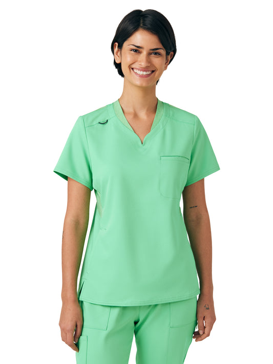 Women's Knit Collar V-Neck Top - WT119 - Mint Julep