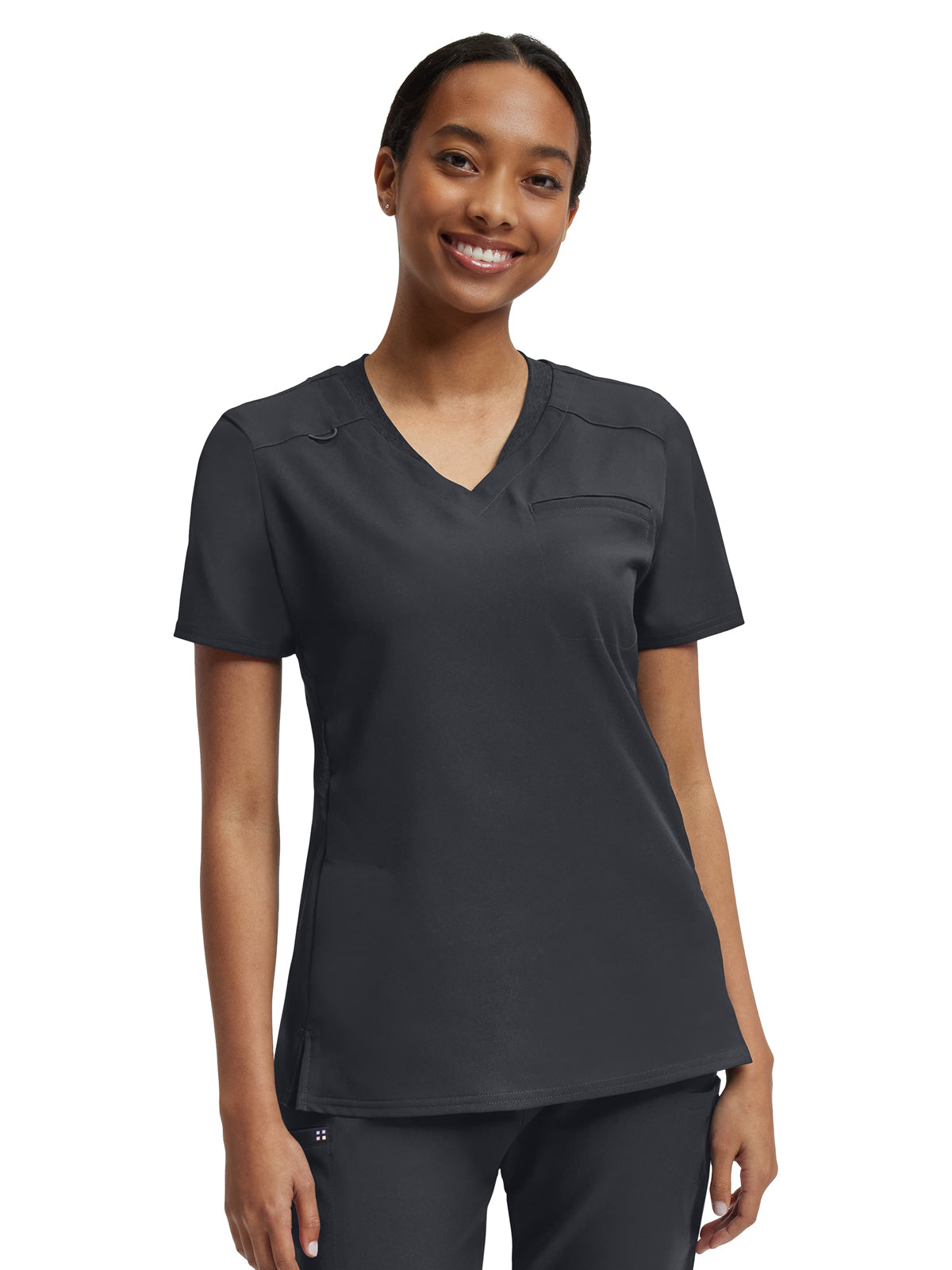Women's Knit Collar V-Neck Top - WT119 - Pewter